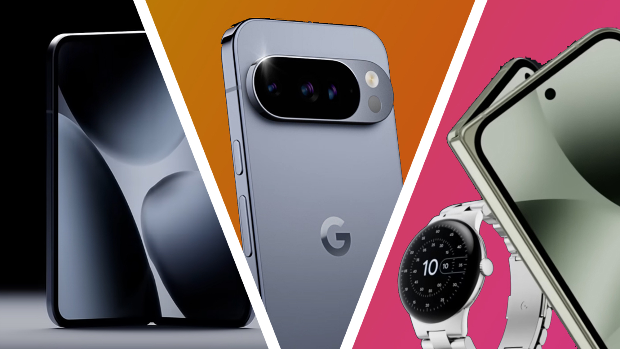 A composite image of Pixel phones and watches 