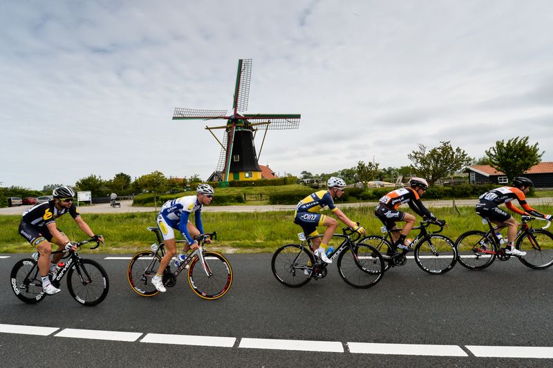 The breakaway passes an old windmill