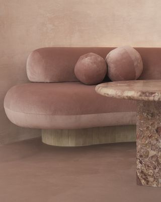 A pink marble countertop table