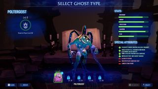A poltergeist on the "select ghost type" screen