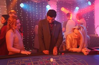 Francis enjoying a casino night with Grace and Zara.