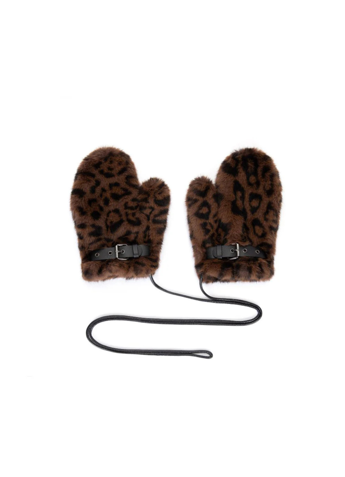 Leopard Faux Fur Mittens - One Size Uk