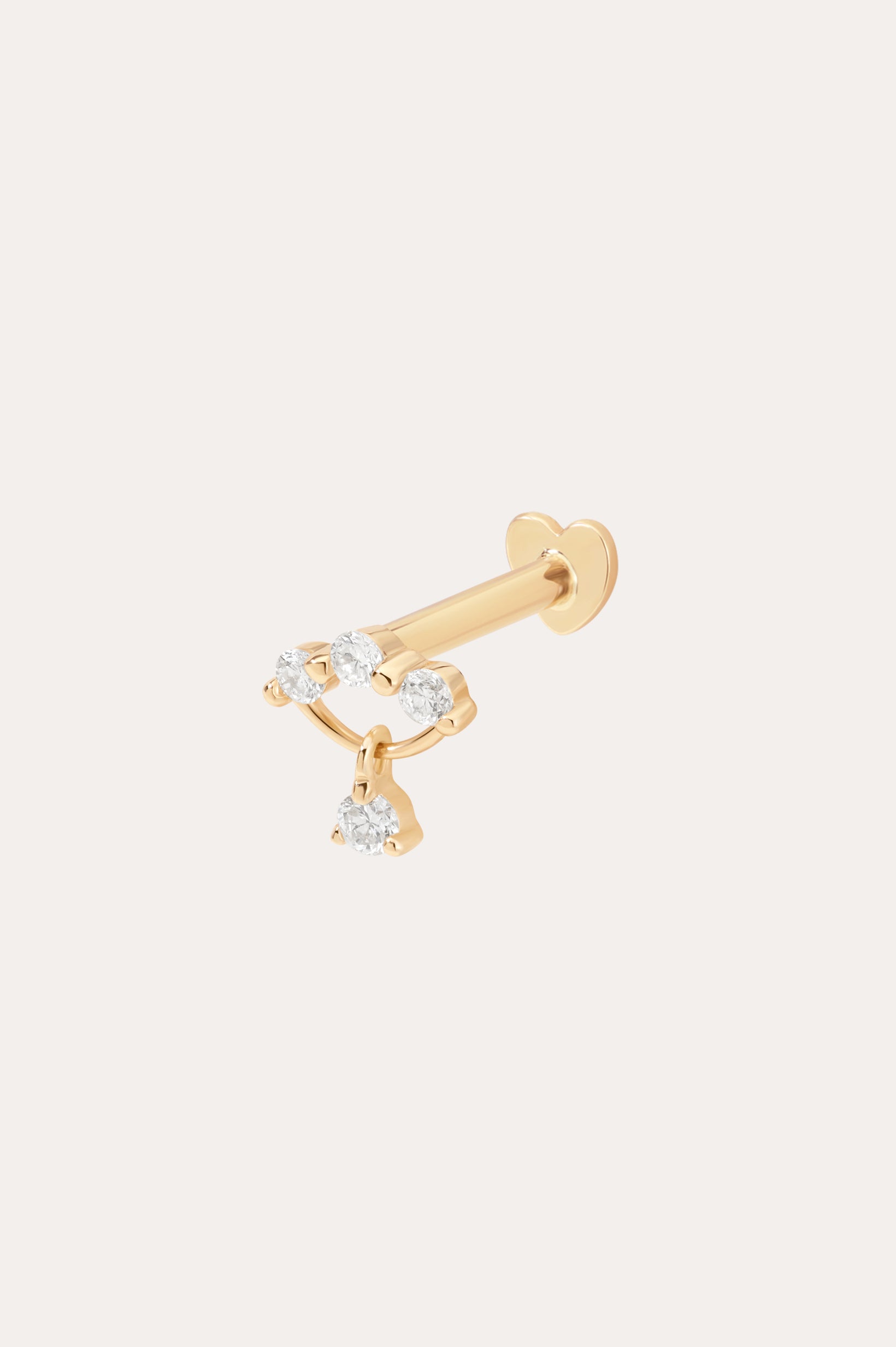 14k Solid Yellow Gold Freda Lab-Grown Diamond Flat Back Stud