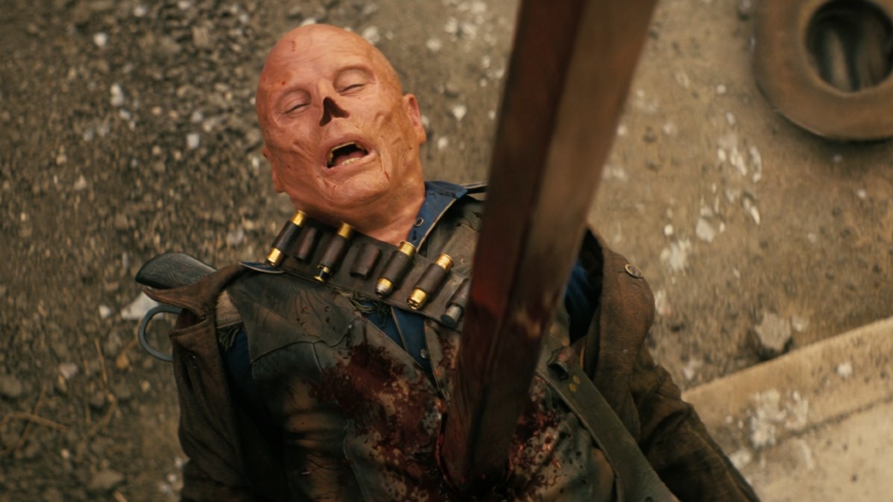 The Ghoul (Walton Goggins) is impaled on Fallout.