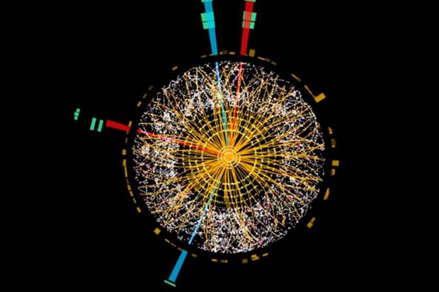 A Higgs boson decays in this collision recorded by the ATLAS detector at the LHC on May 18, 2012.