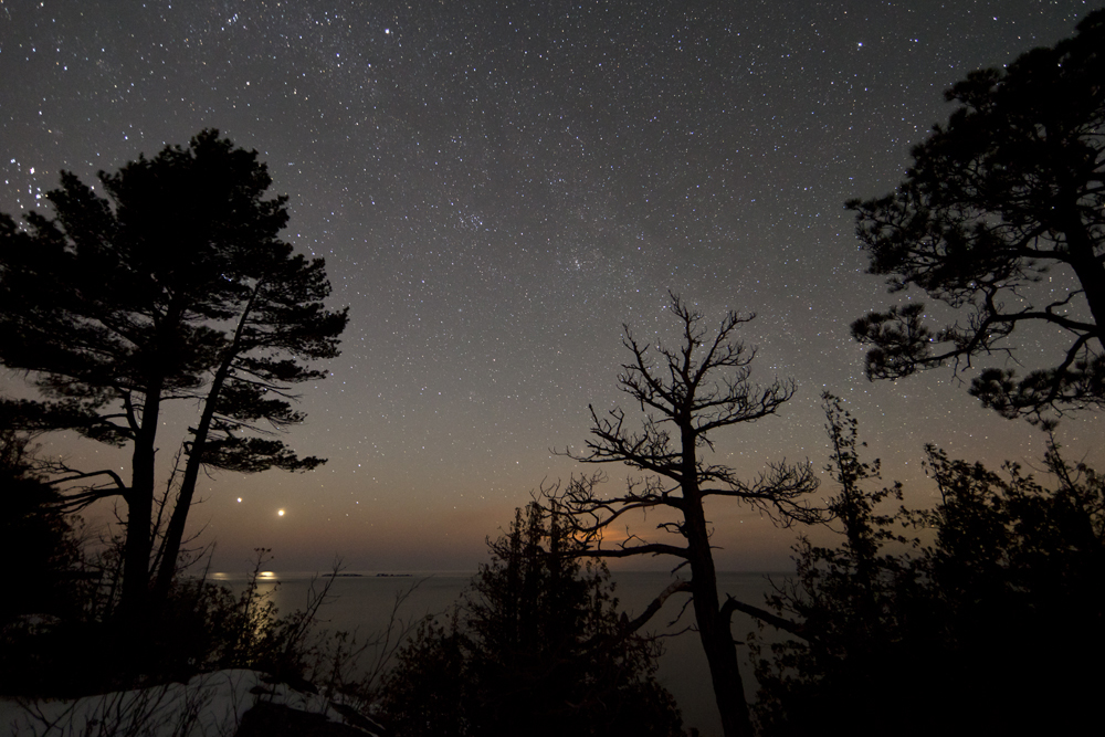 Venus and Jupiter over Lake Superior