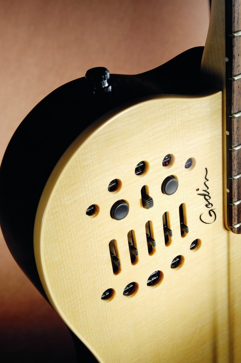 The A4 SA's controls are cleverly disguised as a slotted soundhole.