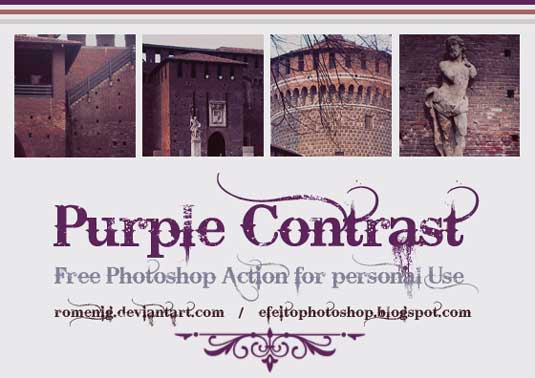 Free Photoshop actions: Purple contrast