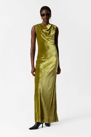 & Other Stories Draped Velvet Dress