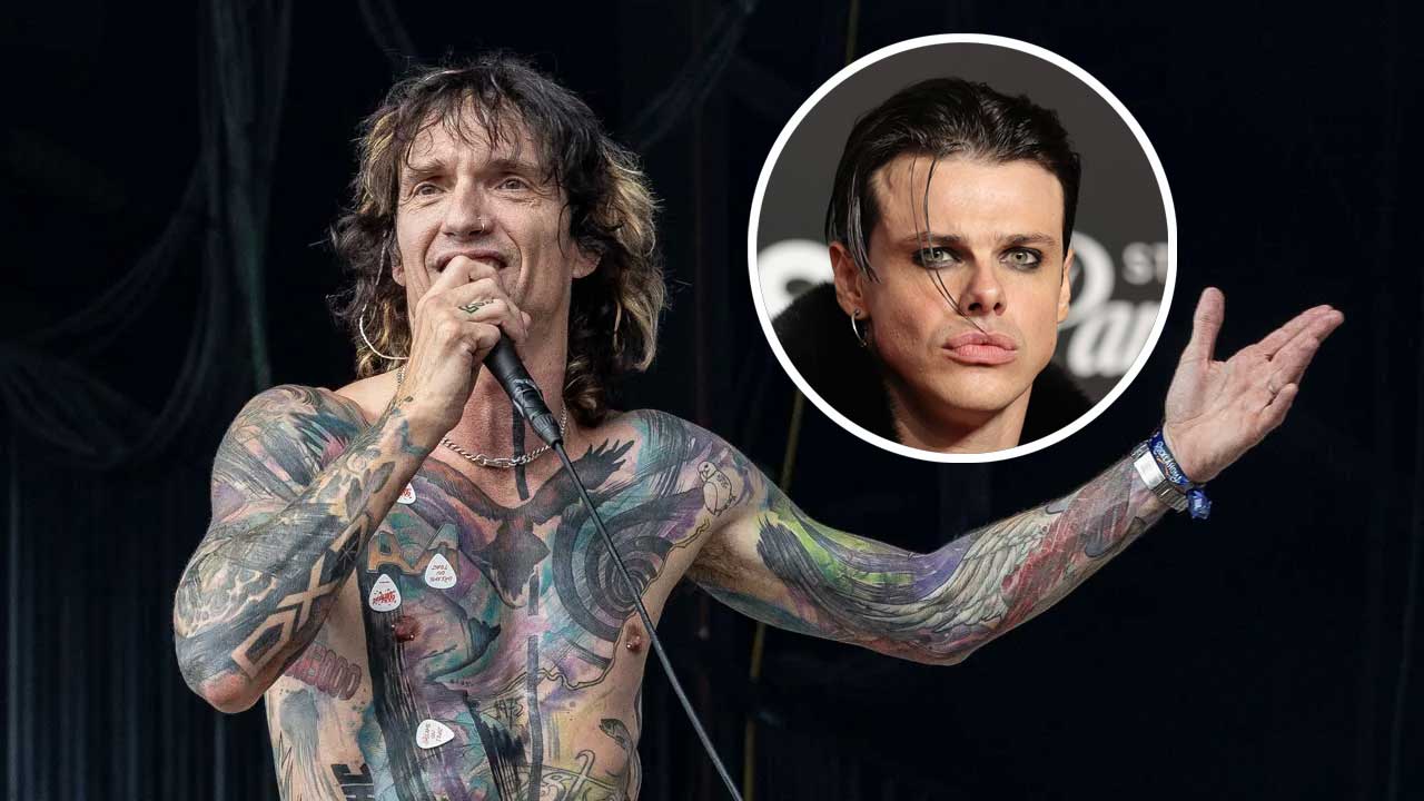 Justin Hawkins onstage and Yungblud headshot