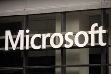 Microsoft logo displayed on a store front In New York City, United States.