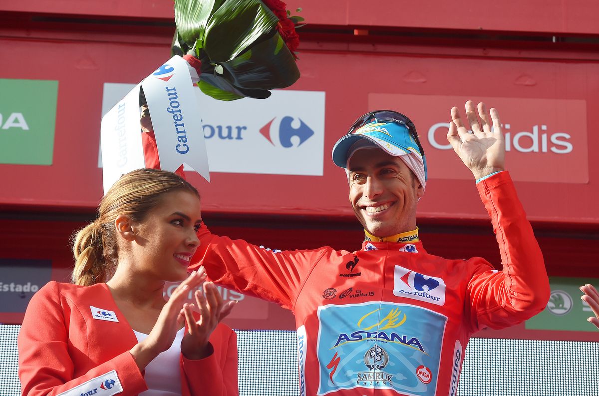 Fabio Aru (Astana) collecting red for the first time