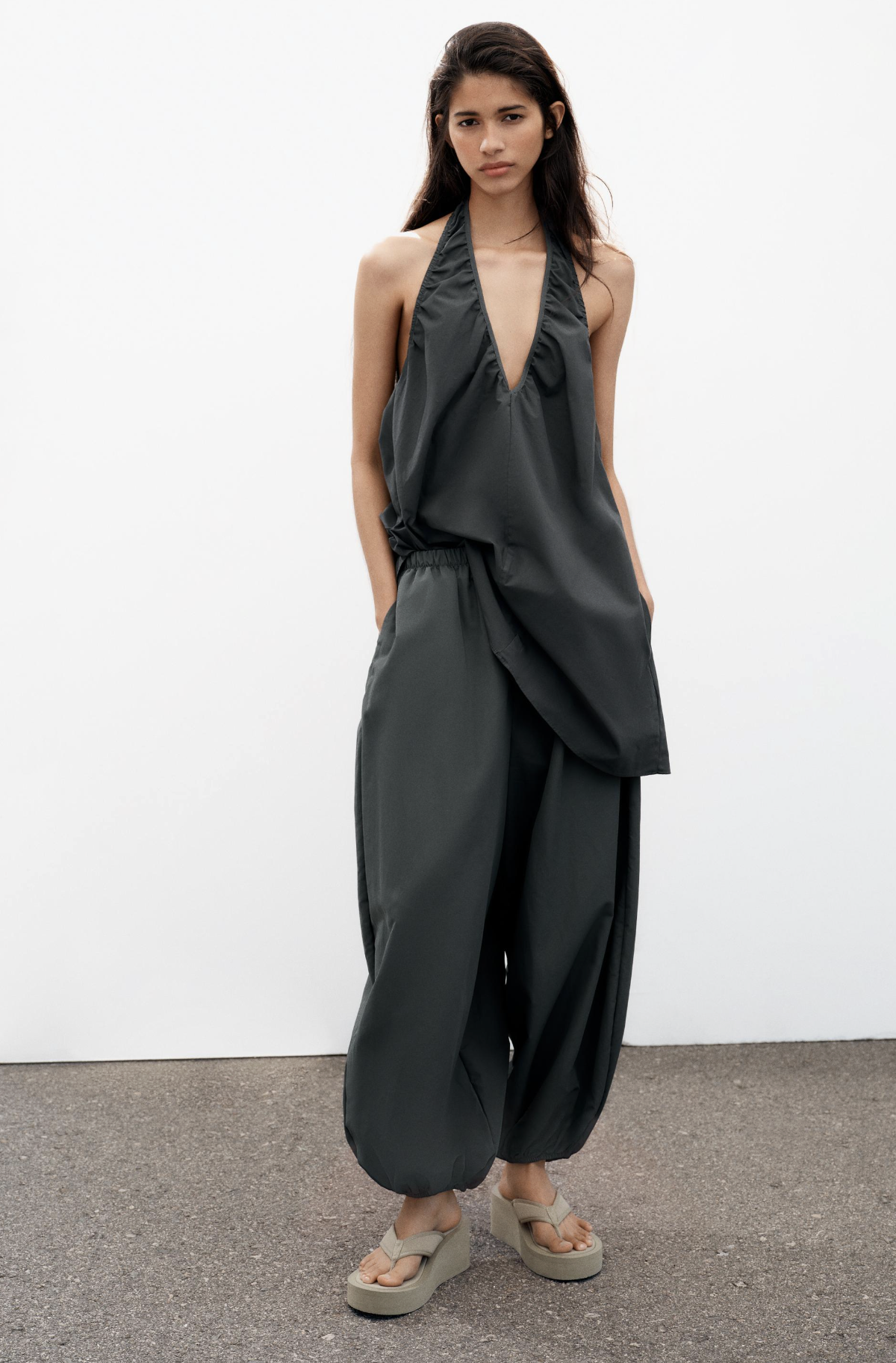 ZARA, Nylon Sarouel Trousers