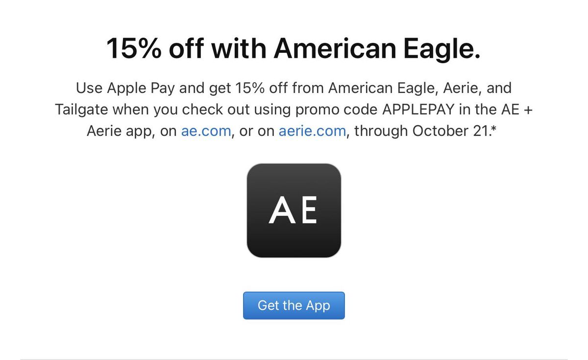Apple Pay launches 15% off promo with American Eagle, Aerie, Tailgate