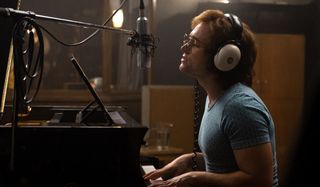 Rocketman Elton John recording at the piano