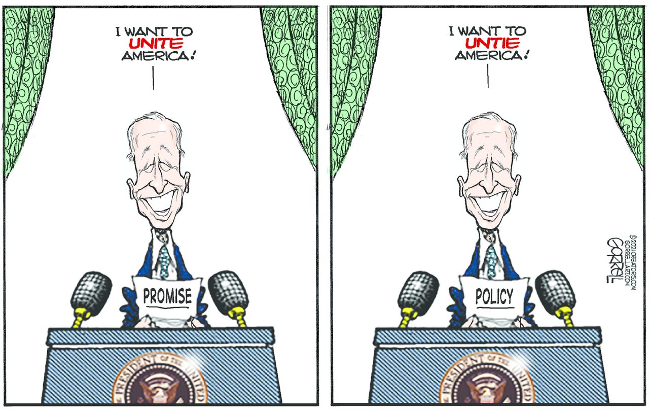 Political Cartoon U.S. biden address