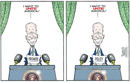 Political Cartoon U.S. biden address