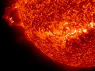 This still shows the sun as it erupted with two prominence eruptions, one after the other over a four-hour period (Nov. 16, 2012). NASA's Solar Dynamics Observatory spacecraft captured the view.