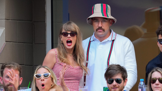 Taylor Swift and Travis Kelce are seen during the 2024 US Open Tennis Championships on September 08, 2024 in New York City.