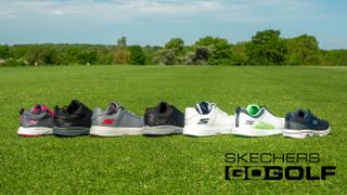 A lineup of the 2022 Skechers Go Golf shoe range