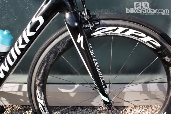 Specialized has downsized the lower steerer diameter from 1 1/2" to 1 3/8" on the latest Tarmac iteration.