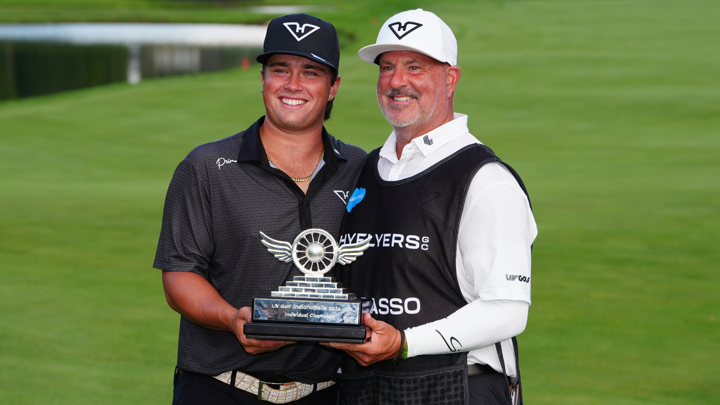 Michael La Sasso with the LIV Golf Indianapolis trophy