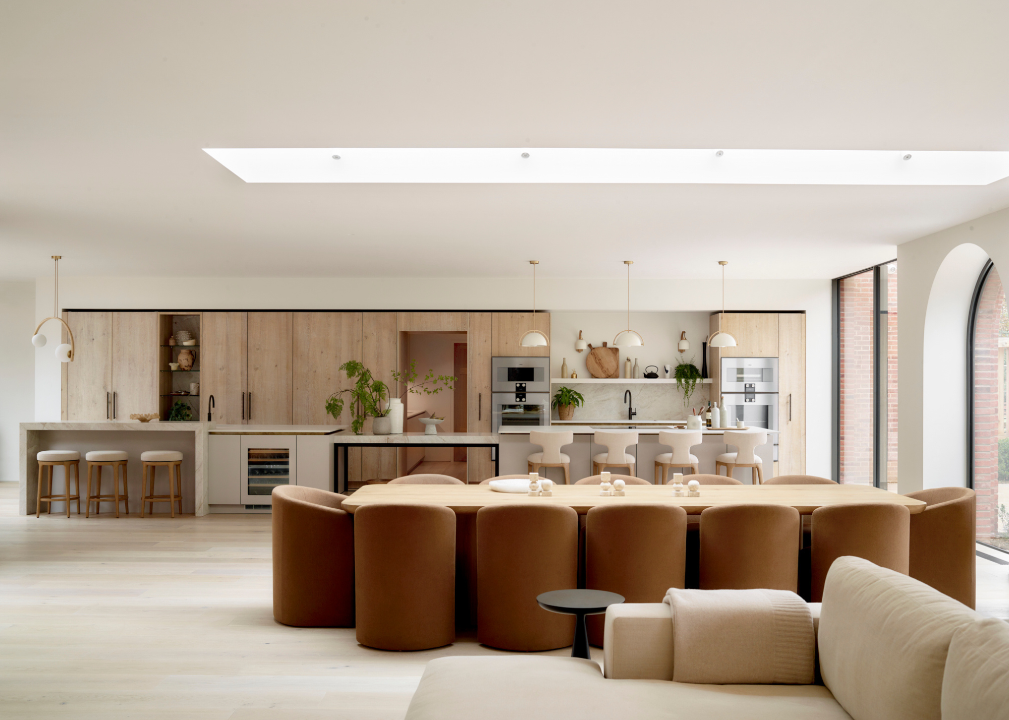 huge open plan kitchen the leads on to a dining and living room