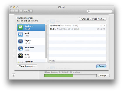 iCloud storage
