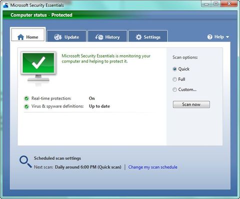 Microsoft Security Essentials бесплатный сканер ПК