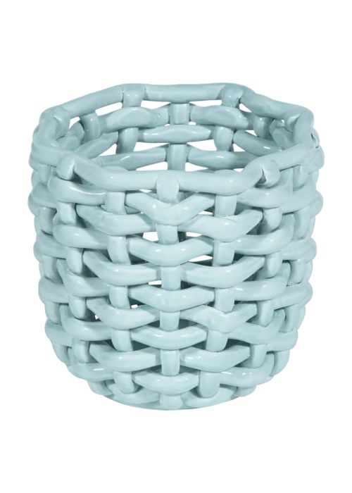 Sky Blue Basketweave Planter