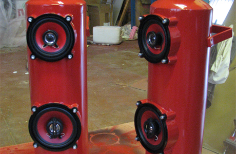 Fire extinguisher speaker