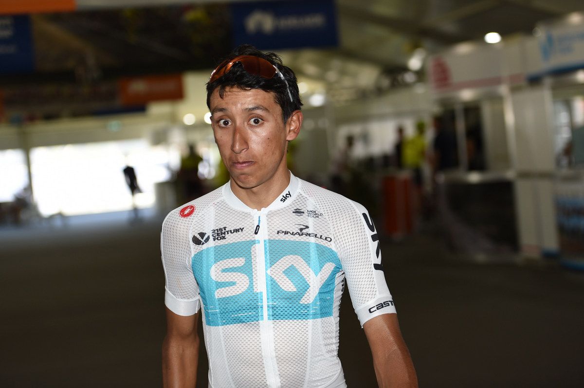 Egan Bernal after a day of training in the heat