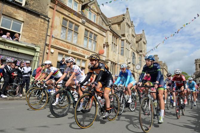 Marianne Vos and Liz Armitstead lead out the inaugural women's Tour of Britain