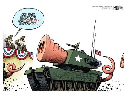 Political cartoon military cuts