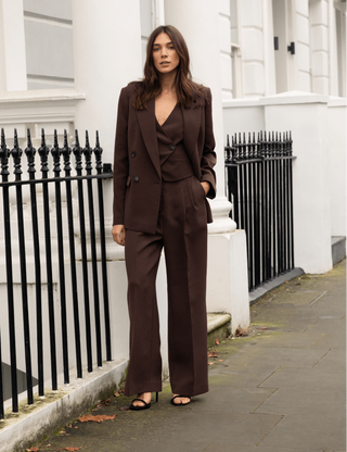 Chocolate Brown Double Pleated Trousers