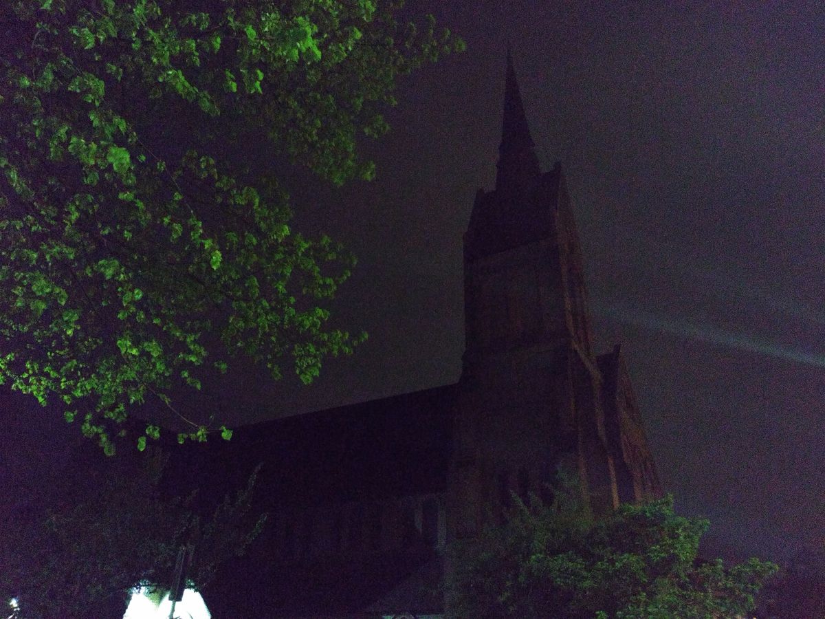 This is the kind of image you can expect to capture with the exposure dial maxed. It&rsquo;s not total mush but there&rsquo;s a lot of noise and the church is barely bright enough.