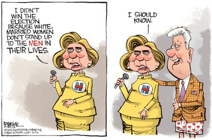 Political cartoon U.S. Hillary Clinton Bill Clinton 2016 election loss blame
