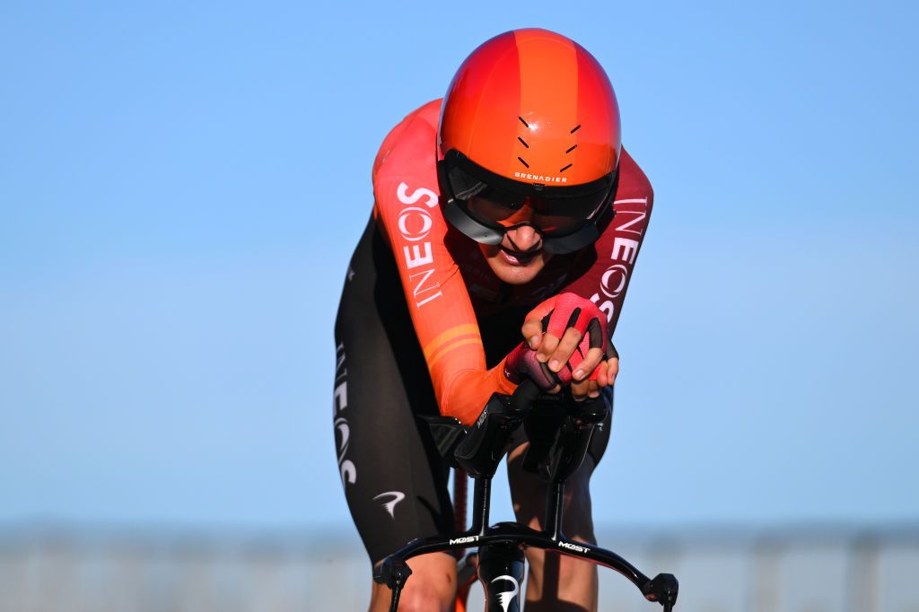 OEIRAS PORTUGAL AUGUST 17 Carlos Rodriguez of Spain and Team INEOS Grenadiers sprints during the 79th La Vuelta Ciclista a Espana 2024 Stage 1 a 12km individual time trial stage from Lisbon to Oeiras UCIWT on August 17 2024 in Oeiras Portugal Photo by Tim de WaeleGetty Images