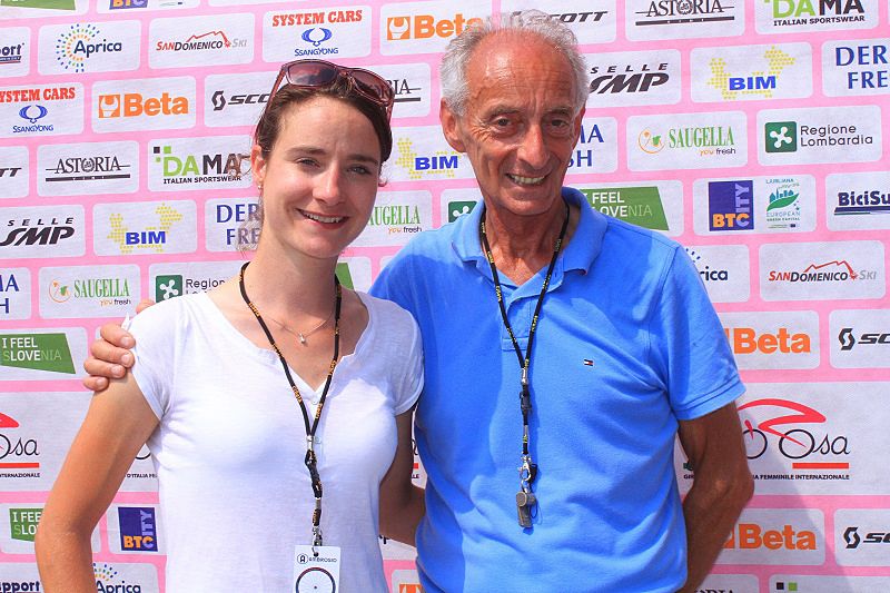 Marianne Vos at the Giro Rosa with event director Giuseppe Rivolta