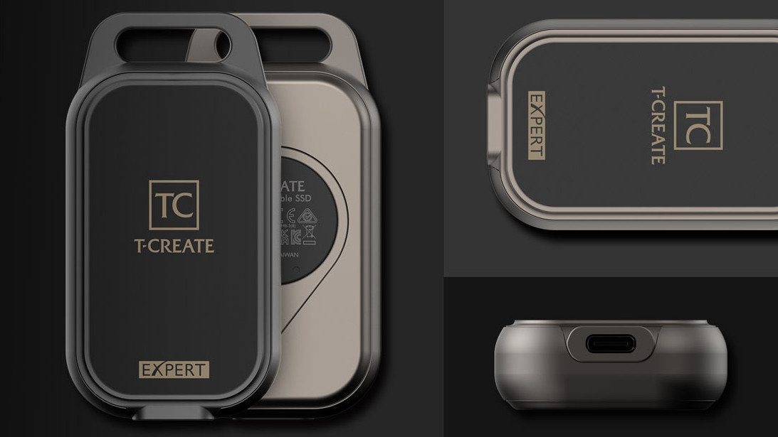 Team Group T-Create Expert P34F portable SSD shown from front, back and top