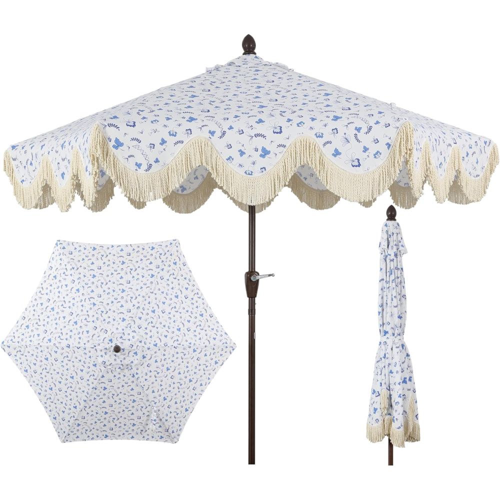 Classic Cottage Tassel Market Patio Umbrella
