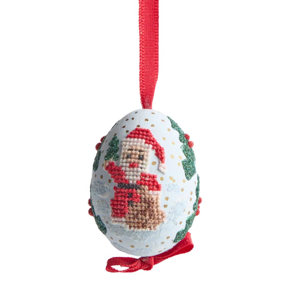 Santa Needlepoint Egg Ornament