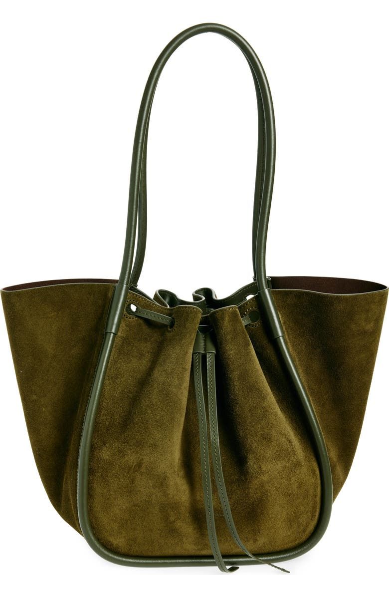 Large Ruched Suede Tote