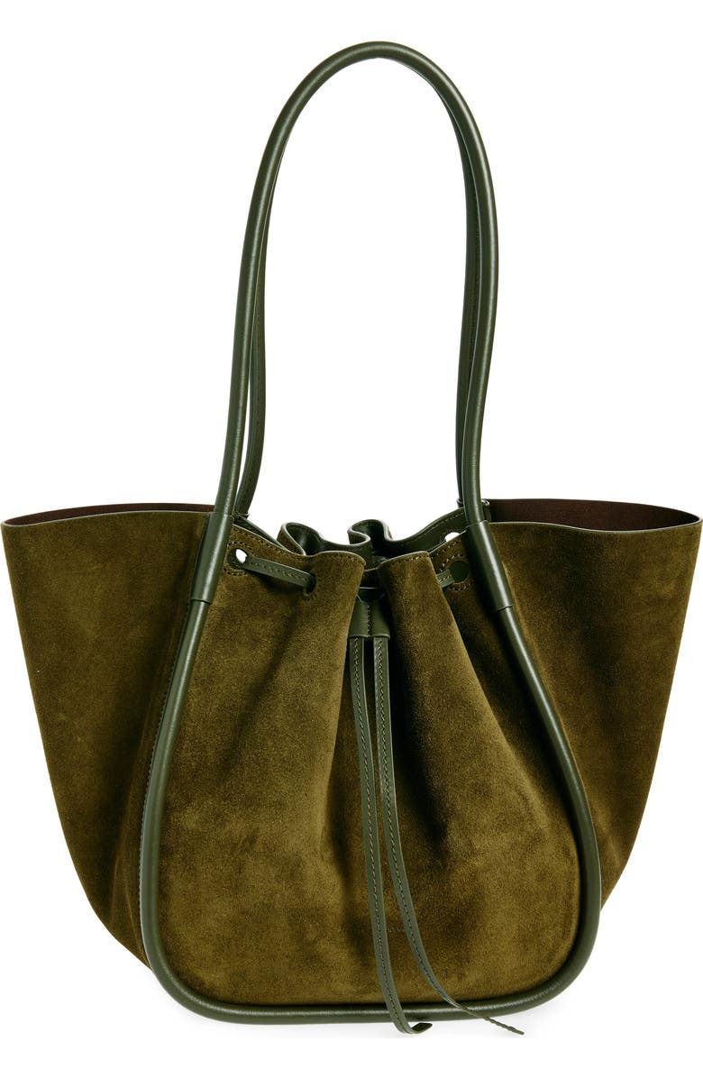 Large Ruched Suede Tote