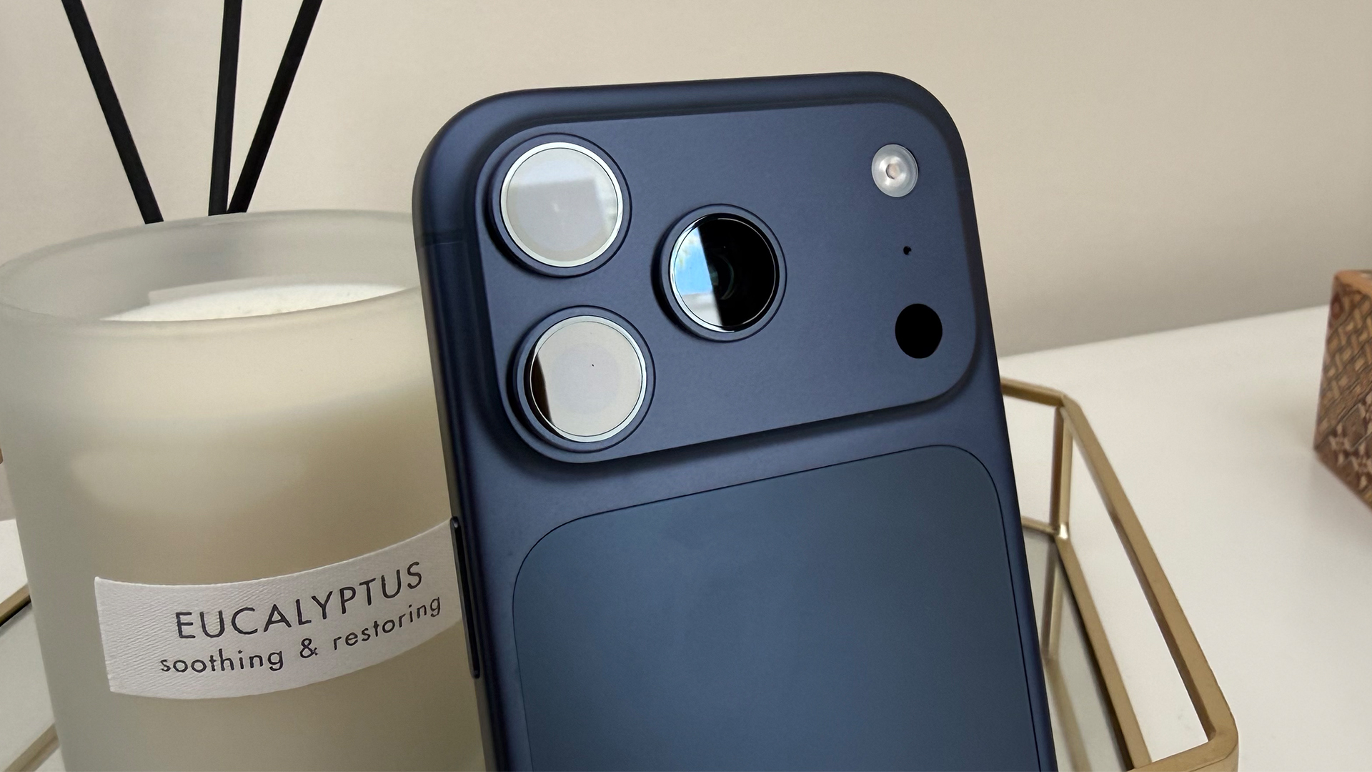Apple iPhone 17 Pro smartphone detail of rear camera array