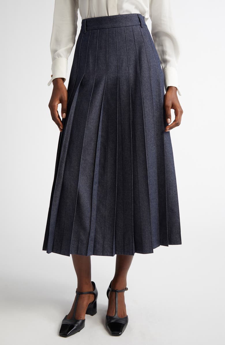 Vale Pleated Denim Skirt