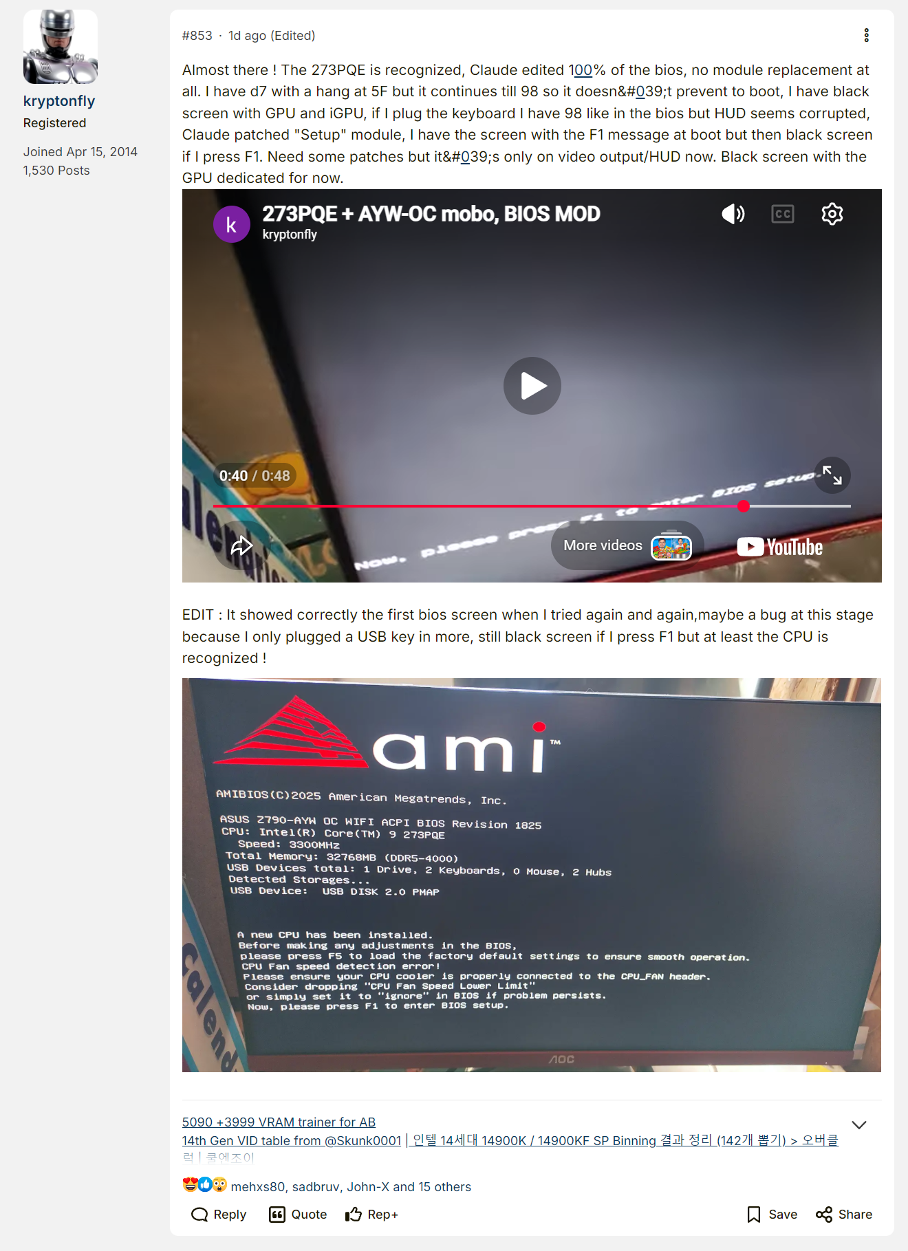 تم تعديل اللوحة الأم Asus Z790 AYW لتشغيل Intel Core 9 273QPE