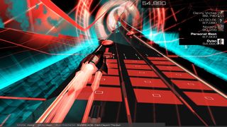 There are no more images for Audioshield yet, so here's Audiosurf 2.