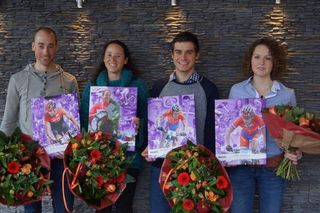 2012 Dutch mountain bikers of the year: Rudi van Houts, Laura Turpijn, Michiel van der Heijden and Anne Terpstra. Note: Anneke Beerten is missing due to attending a training camp in the USA.