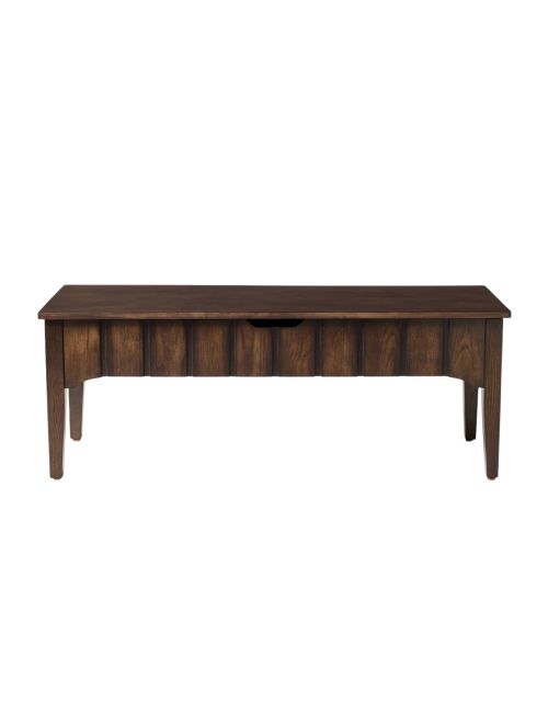 Palma Wood Base Storage Ottoman Dark Brown